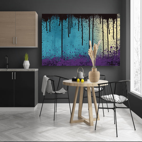 Abstracte kunst met verfspatten en druppels poster