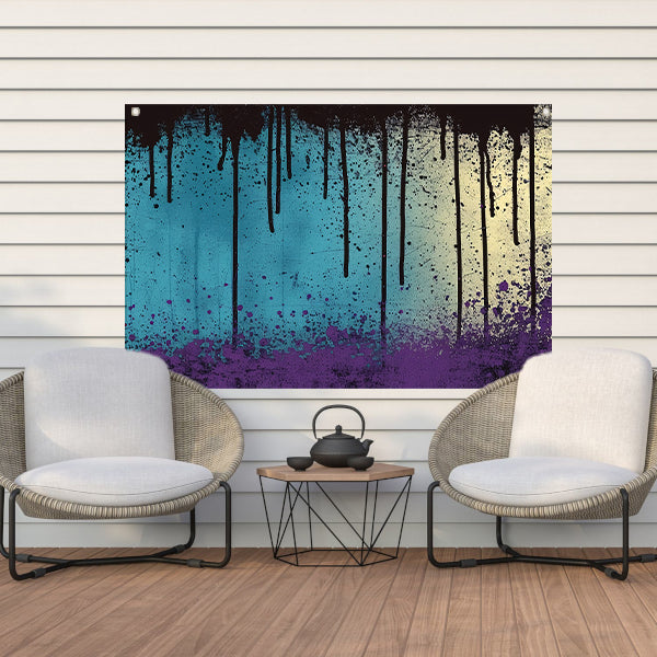 Abstracte kunst met verfspatten en druppels tuinposter