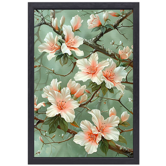 Sierlijke Bloemenpracht met Natuurlijke Elegance canvas met baklijst