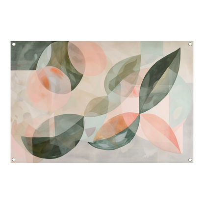 Zachte pasteltinten en botanische abstractie tuinposter