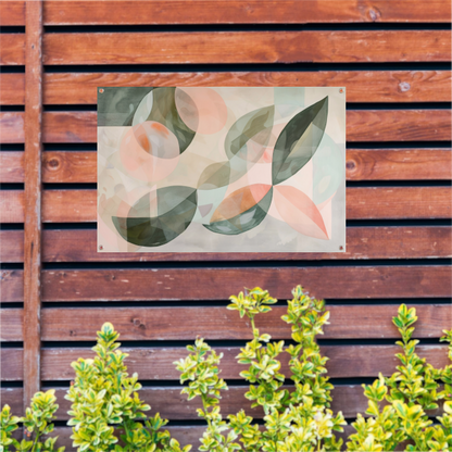 Zachte pasteltinten en botanische abstractie tuinposter