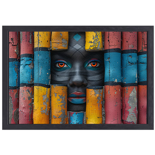Straatkunst Silhouet Vrouw canvas met baklijst