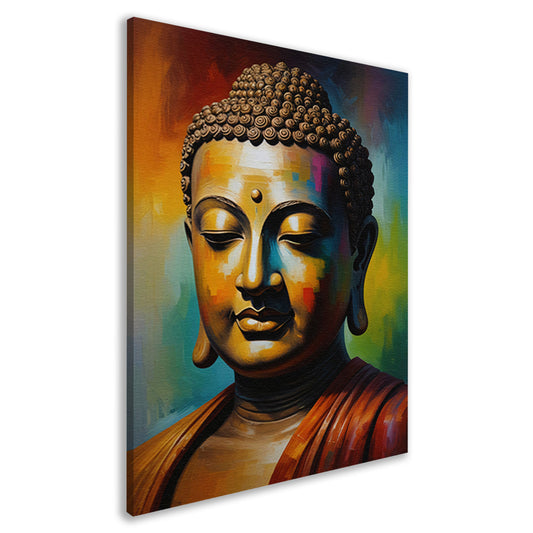 Boeddha in meditatie met kleurrijk palet canvas