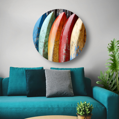 Kleurrijke surfboards tegen muur forex muurcirkel
