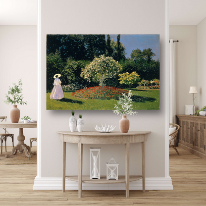 Jeanne-Marguerite Lecadre in de tuin - Claude Monet canvas met baklijst