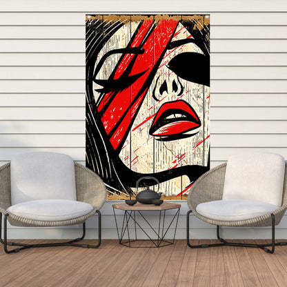 Abstract portret van vrouw met rode verf tuinposter