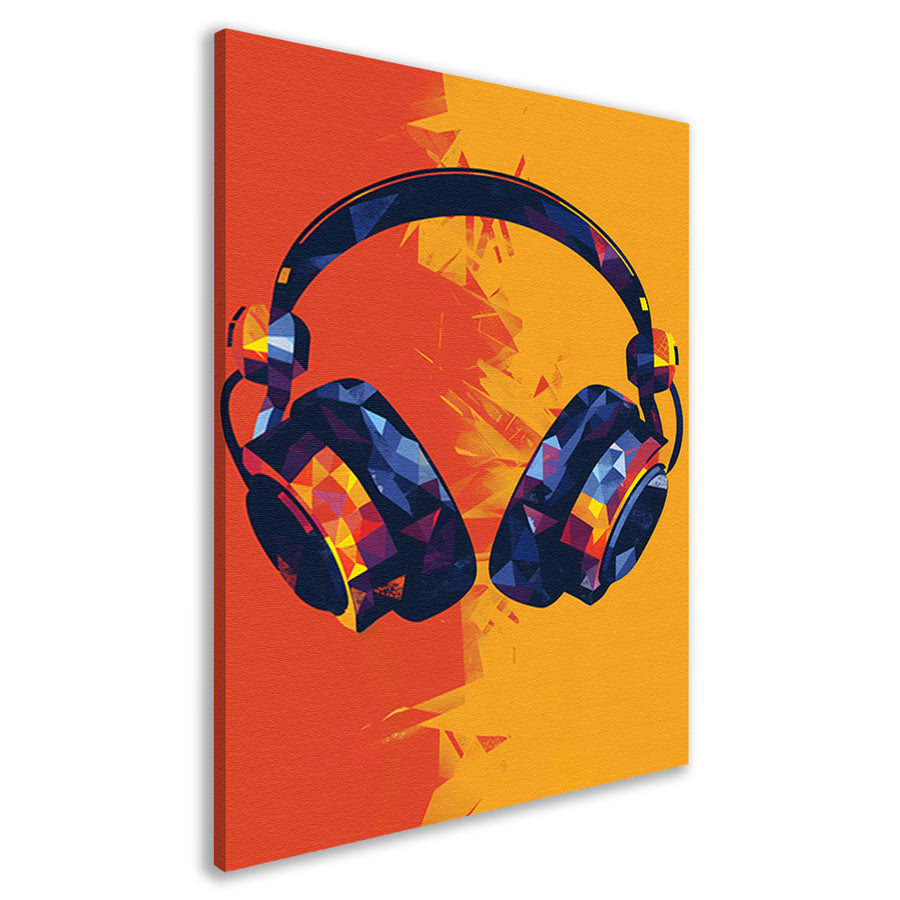 Modern Neon Koptelefoon Kunst canvas