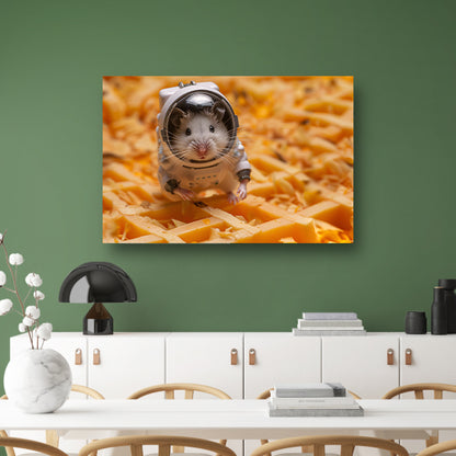 Hamster astronaut op gele wafel canvas