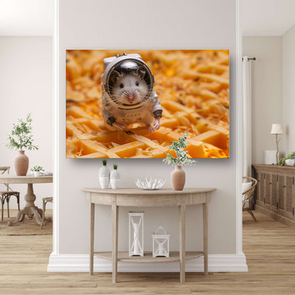 Hamster astronaut op gele wafel canvas