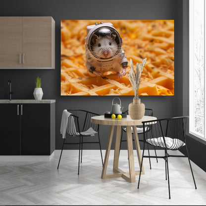 Hamster astronaut op gele wafel canvas