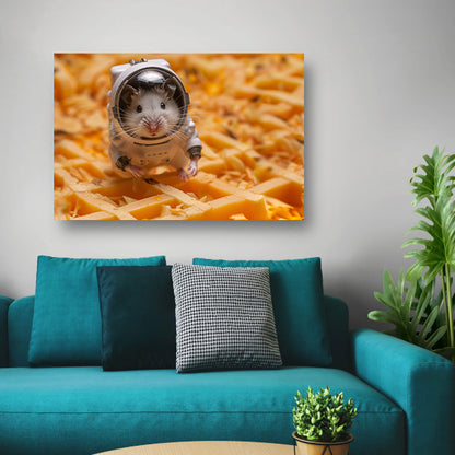 Hamster astronaut op gele wafel canvas