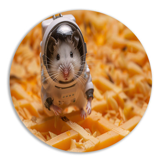 Hamster astronaut op gele wafel aluminium muurcirkel