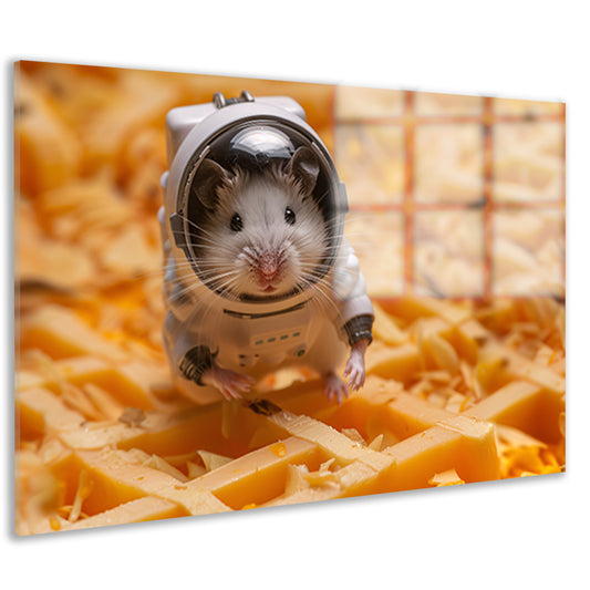 Hamster astronaut op gele wafel acrylglas