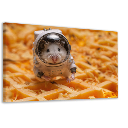 Hamster astronaut op gele wafel canvas