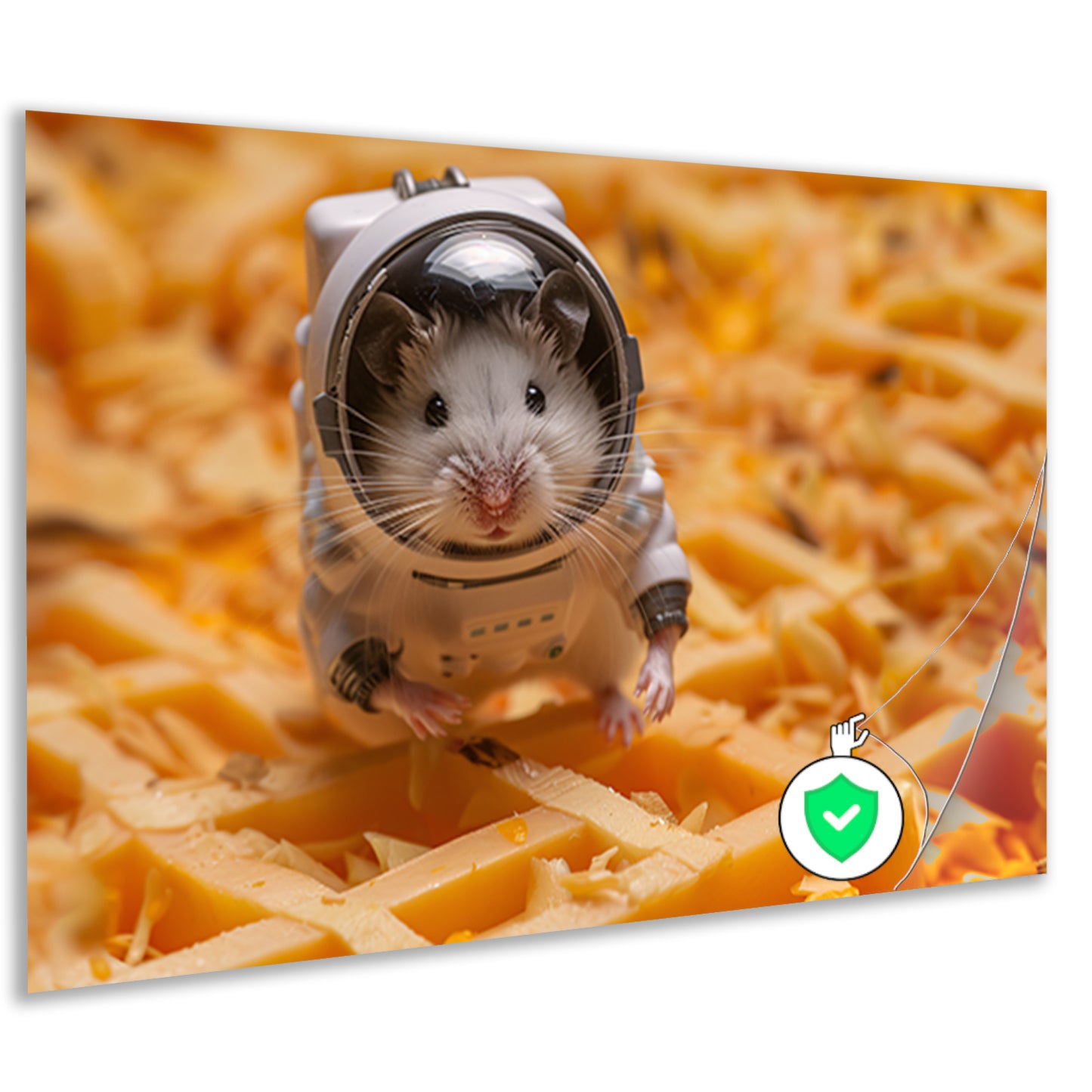 Hamster astronaut op gele wafel poster