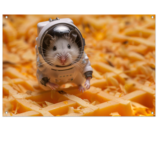 Hamster astronaut op gele wafel tuinposter