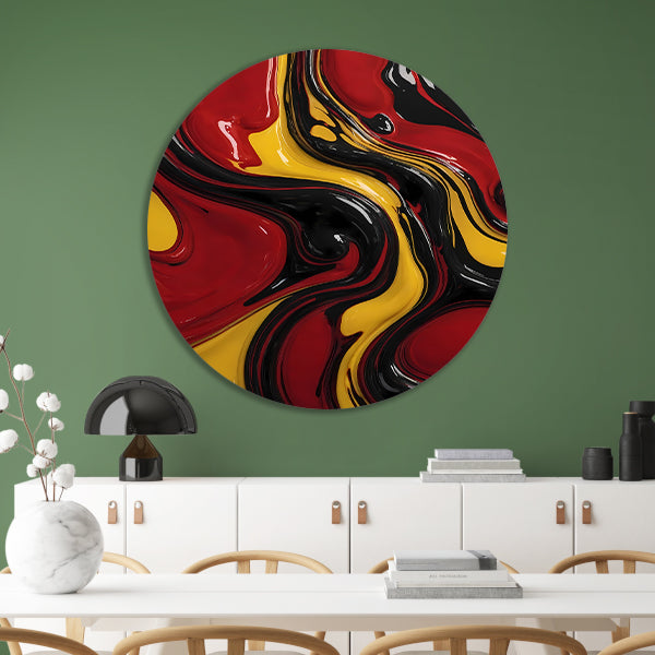 Dynamische abstracte dans in rood en geel forex muurcirkel