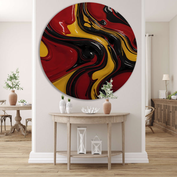 Dynamische abstracte dans in rood en geel forex muurcirkel