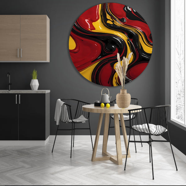 Dynamische abstracte dans in rood en geel forex muurcirkel