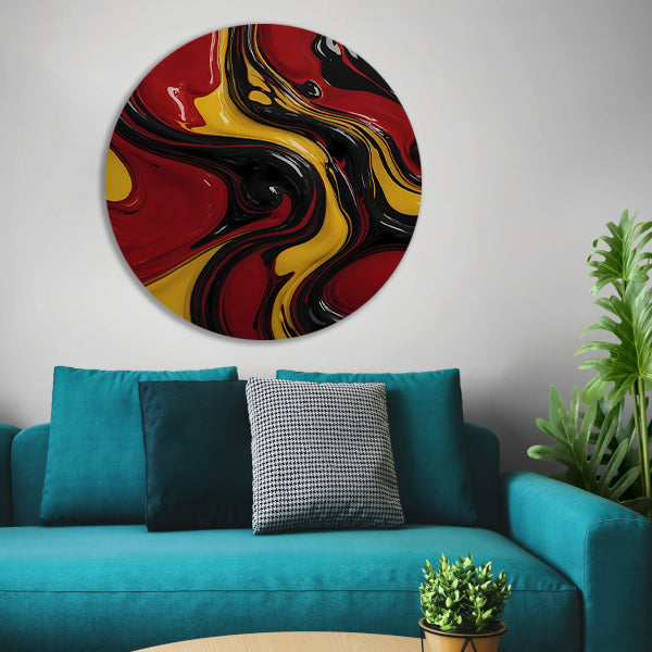 Dynamische abstracte dans in rood en geel forex muurcirkel