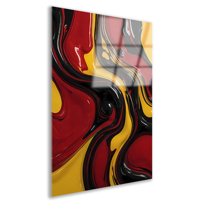 Dynamische abstracte dans in rood en geel acrylglas