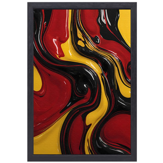 Dynamische abstracte dans in rood en geel canvas met baklijst