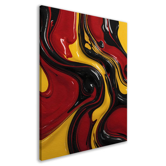 Dynamische abstracte dans in rood en geel canvas