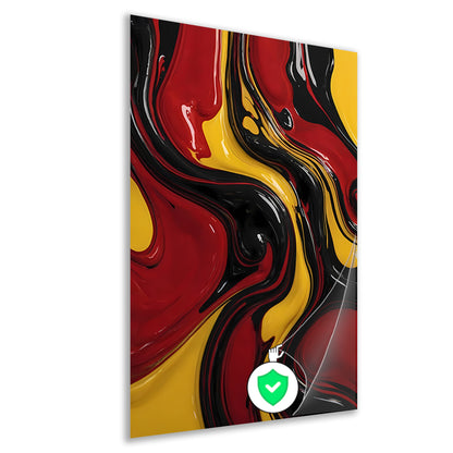 Dynamische abstracte dans in rood en geel poster