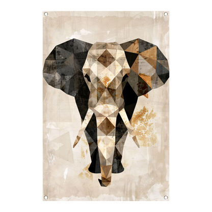 Geometrische Sepia Olifant in Abstracte Kunst tuinposter