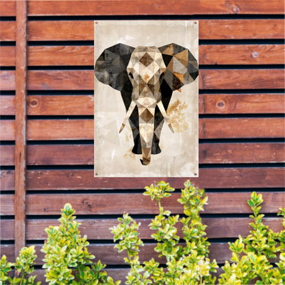 Geometrische Sepia Olifant in Abstracte Kunst tuinposter