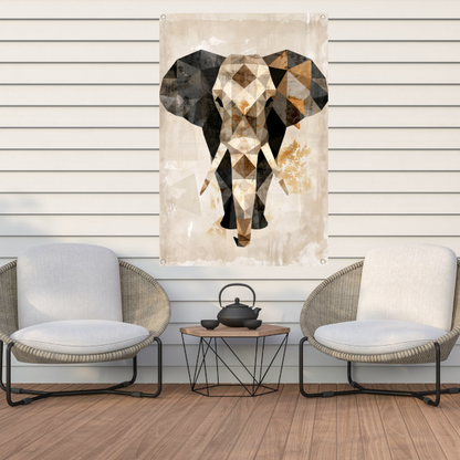 Geometrische Sepia Olifant in Abstracte Kunst tuinposter