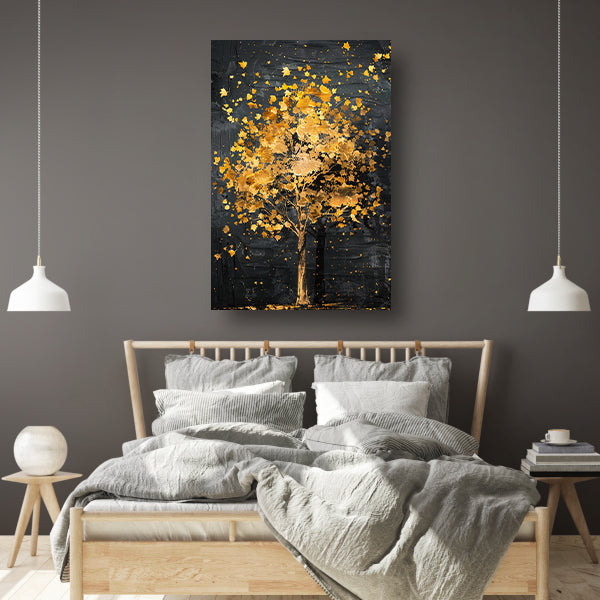 Gouden boom met glinsterende bladeren acrylglas
