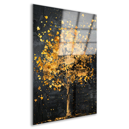 Gouden boom met glinsterende bladeren acrylglas