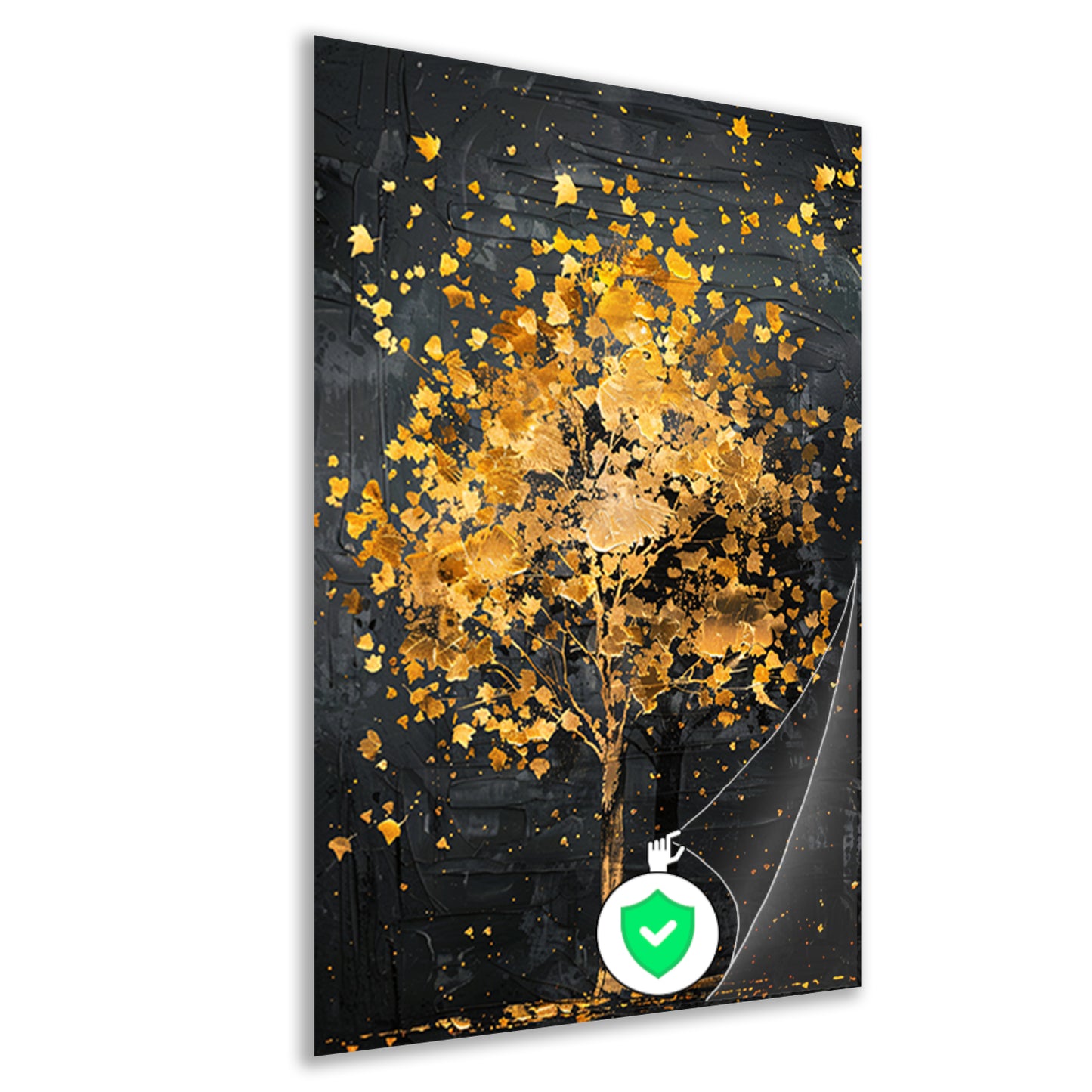 Gouden boom met glinsterende bladeren poster