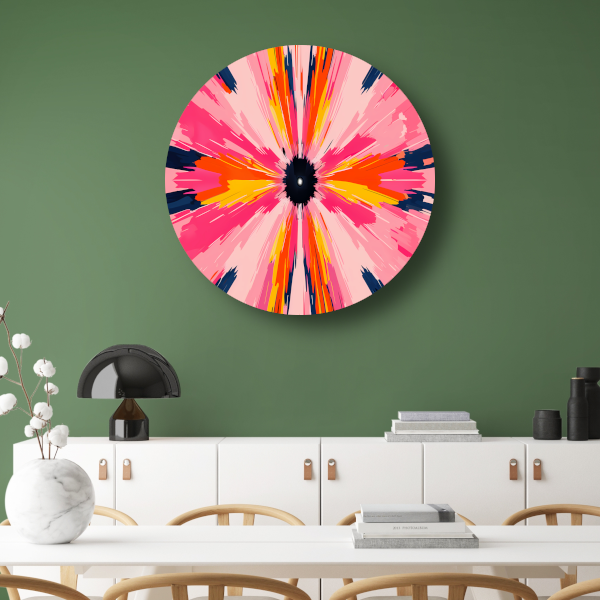 Abstracte paraplu met zwevende kleuren aluminium muurcirkel