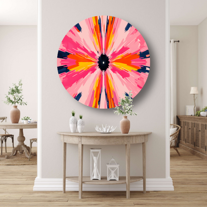 Abstracte paraplu met zwevende kleuren aluminium muurcirkel