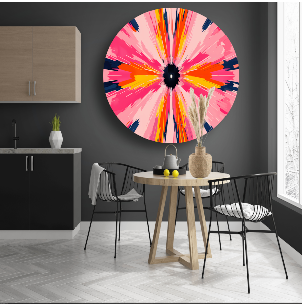 Abstracte paraplu met zwevende kleuren aluminium muurcirkel
