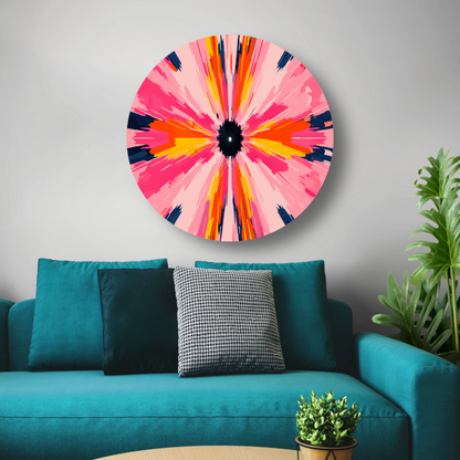Abstracte paraplu met zwevende kleuren aluminium muurcirkel