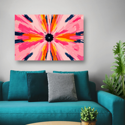 Abstracte paraplu met zwevende kleuren canvas met baklijst