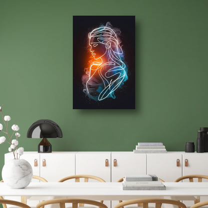 Abstract Silhouet in Warm-Koud Kleurenspel canvas met baklijst