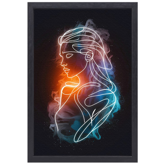 Abstract Silhouet in Warm-Koud Kleurenspel canvas met baklijst