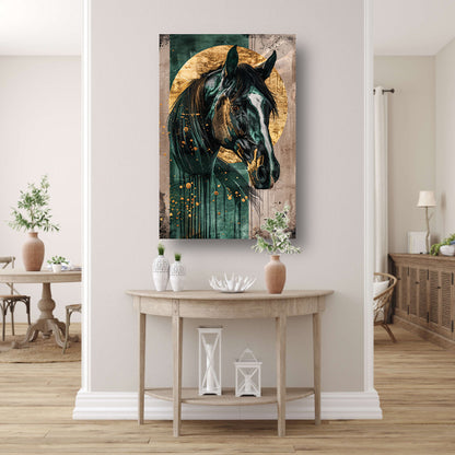 Elegant en dynamisch schilderij van paard poster