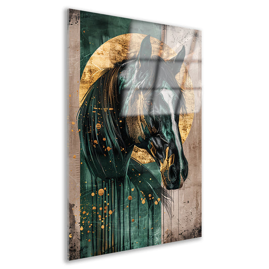 Elegant en dynamisch schilderij van paard acrylglas
