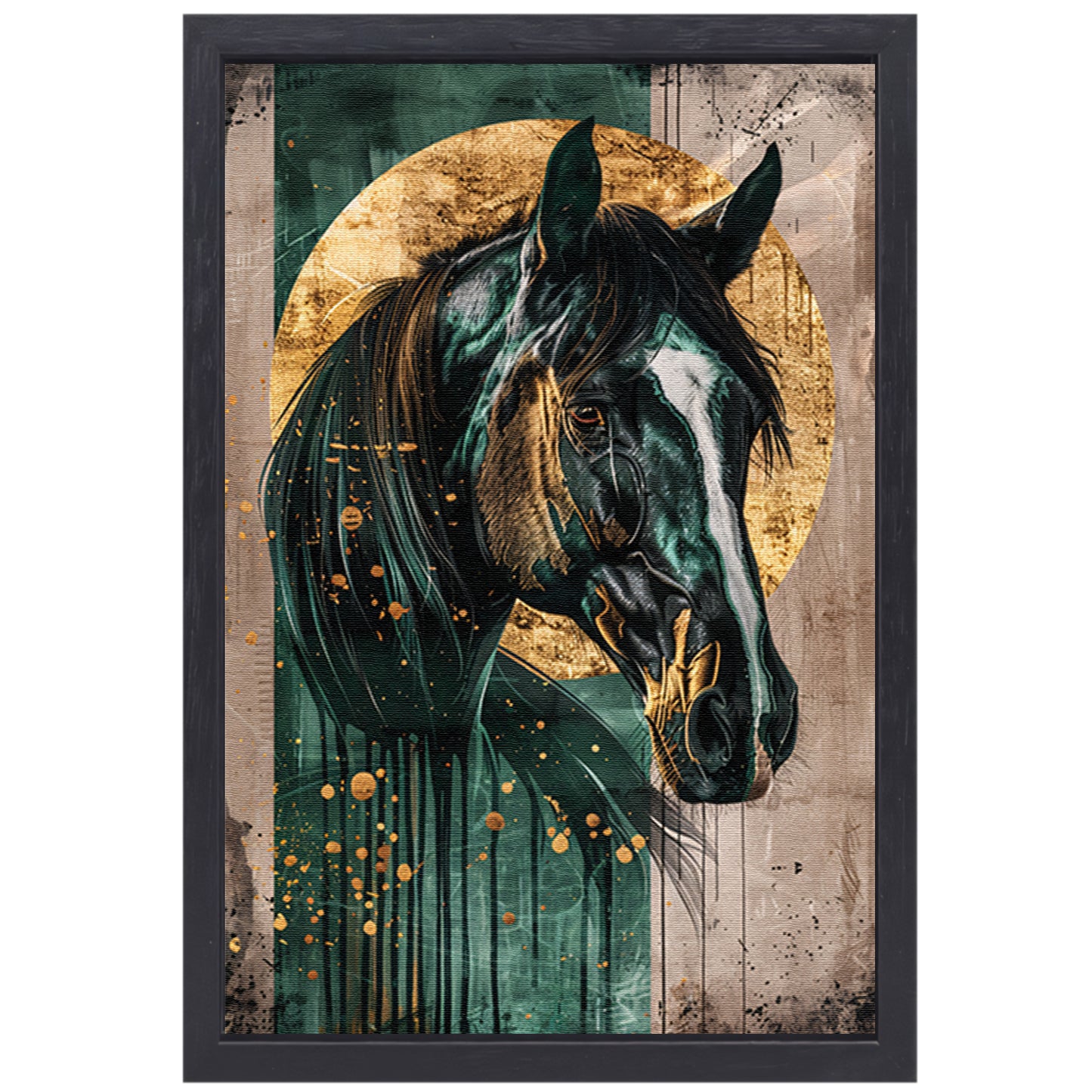 Elegant en dynamisch schilderij van paard canvas met baklijst