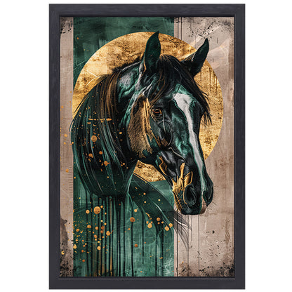Elegant en dynamisch schilderij van paard canvas met baklijst