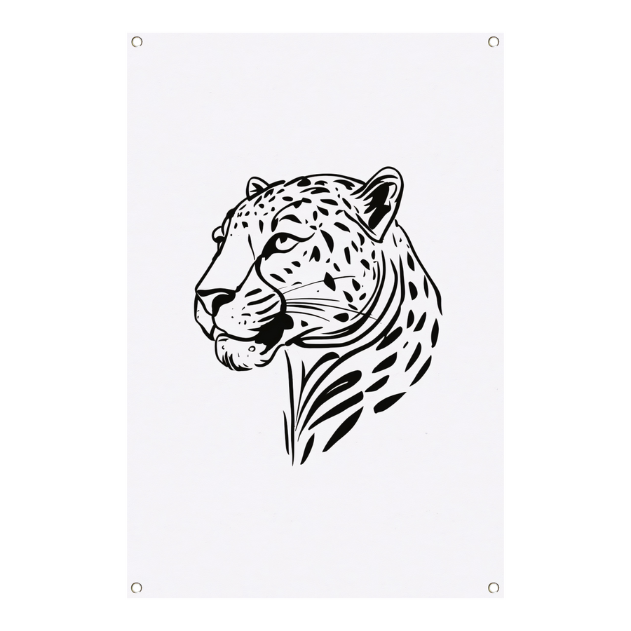 Zwart-witte luipaard lijnkunst minimalisme tuinposter