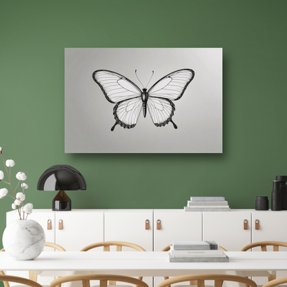Minimalistische zwart-wit vlinder lijnkunst poster