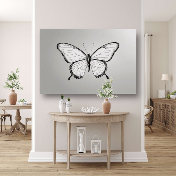 Minimalistische zwart-wit vlinder lijnkunst poster