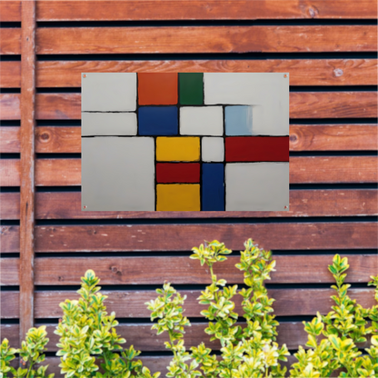 Geometrische Harmonie in Primaire Kleuren tuinposter