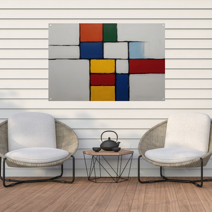 Geometrische Harmonie in Primaire Kleuren tuinposter